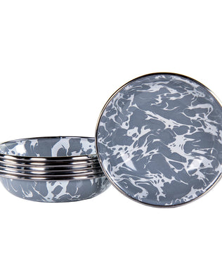 GY59S6 - Grey Swirl Tasting Dishes - Set of 6 - Golden Rabbit Enamelware