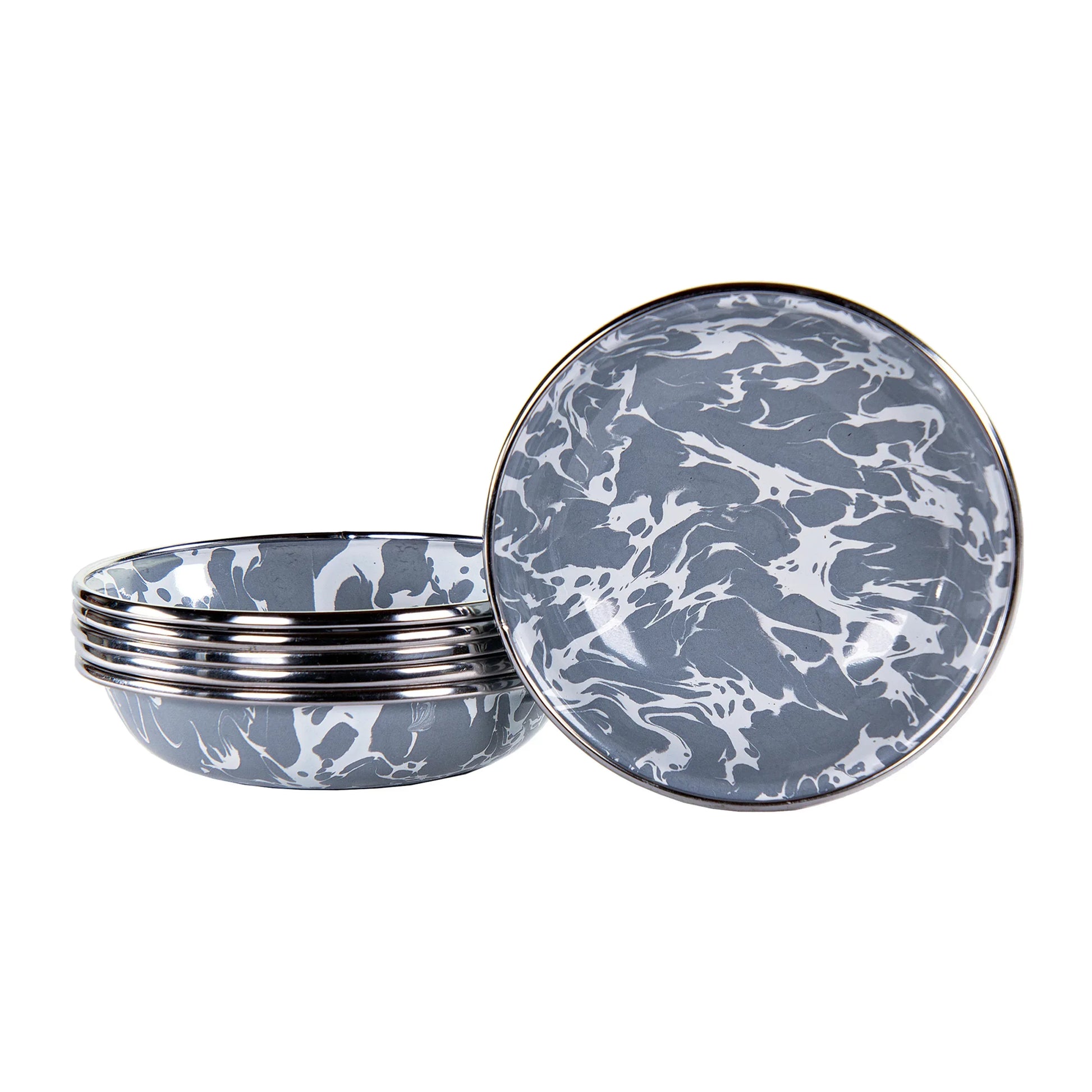 GY59S6 - Grey Swirl Tasting Dishes - Set of 6 - Golden Rabbit Enamelware