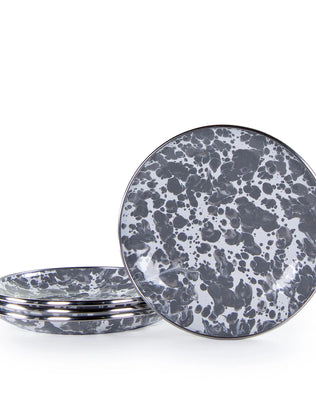 GY62S4 - Grey Swirl Appetizer Plates- Set of 4 - Golden Rabbit Enamelware