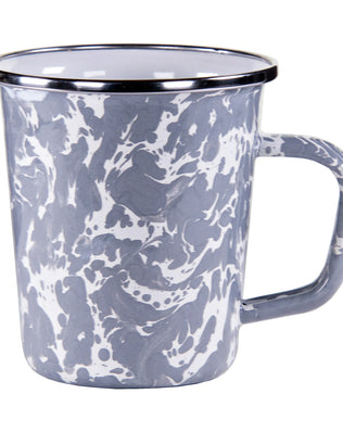 GY66S4 - Grey Swirl 16 oz Latte Mugs - Set of 4 - Golden Rabbit Enamelware