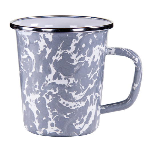 GY66S4 - Grey Swirl 16 oz Latte Mugs - Set of 4 - Golden Rabbit Enamelware