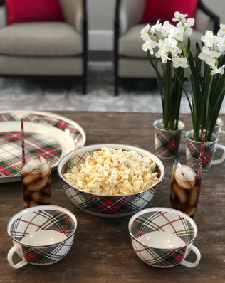 HP103 - Highland Plaid Popcorn Bowl Gift - Golden Rabbit Enamelware