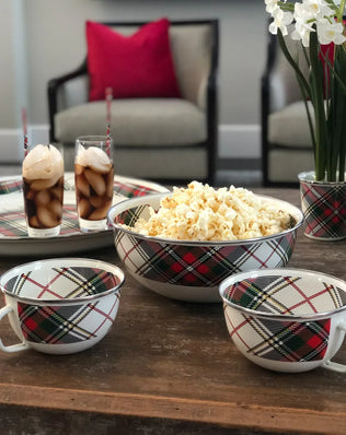 HP35S4 - Highland Plaid Sharing Bowls - Set of 4 - Golden Rabbit Enamelware