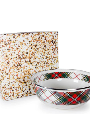 HP103 - Highland Plaid Popcorn Bowl Gift - Golden Rabbit Enamelware