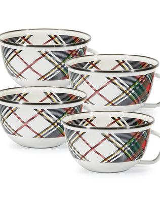 HP35S4 - Highland Plaid Sharing Bowls - Set of 4 - Golden Rabbit Enamelware