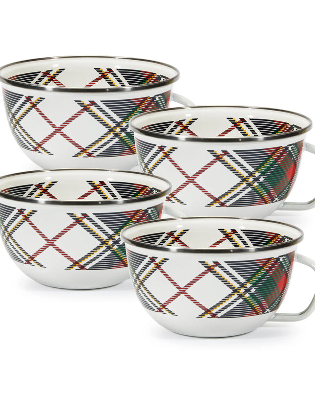 HP35S4 - Highland Plaid Sharing Bowls - Set of 4 - Golden Rabbit Enamelware