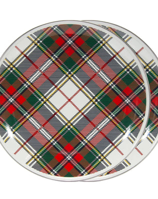 HP36S2 - Highland Plaid Chargers - Set of 2 - Golden Rabbit Enamelware