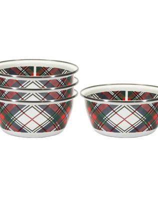 HP61S4 - Highland Plaid Salad Bowls - Set of 4 - Golden Rabbit Enamelware