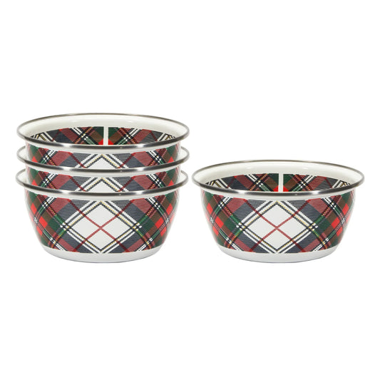 HP61S4 - Highland Plaid Salad Bowls - Set of 4 - Golden Rabbit Enamelware