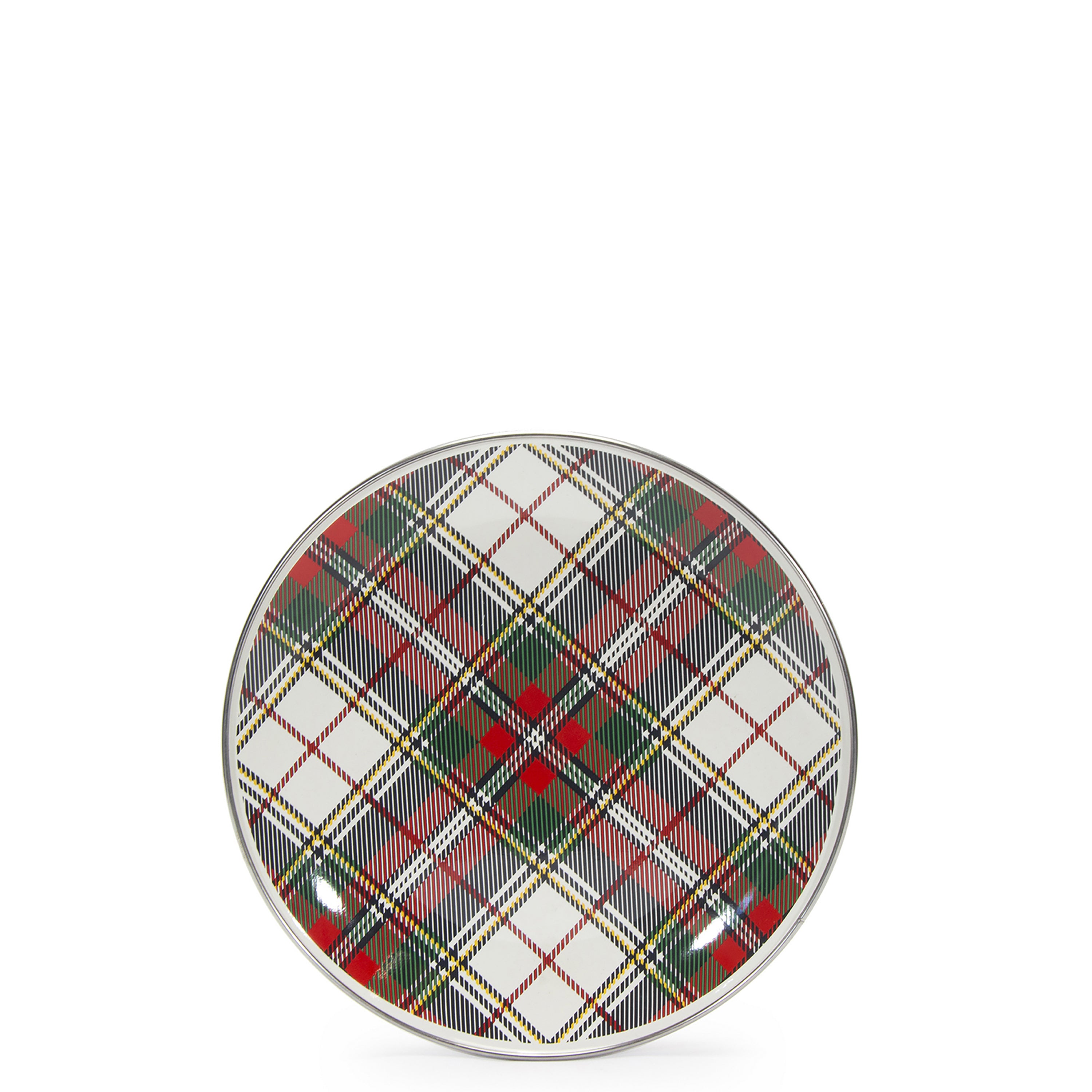 Plaid enamel Plates - Set of 4