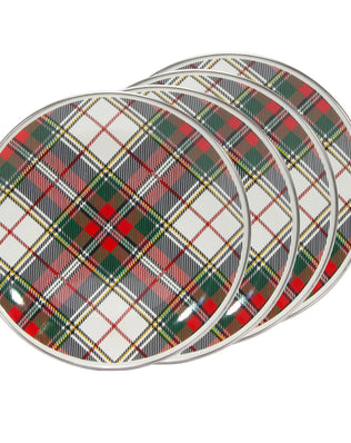 HP69S4 - Highland Plaid Sandwich Plates - Set of 4 - Golden Rabbit Enamelware