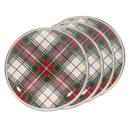 HP69S4 - Highland Plaid Sandwich Plates - Set of 4 - Golden Rabbit Enamelware
