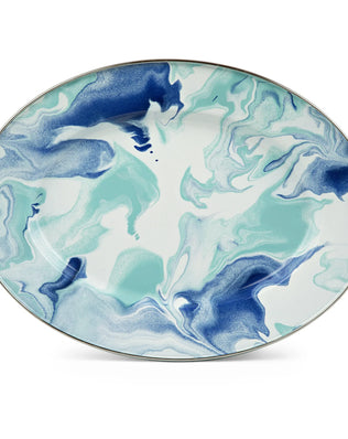 LG06 - Lagoon Oval Platter - Golden Rabbit Enamelware