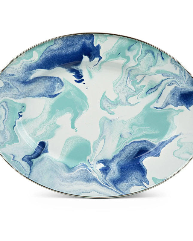 LG06 - Lagoon Oval Platter - Golden Rabbit Enamelware