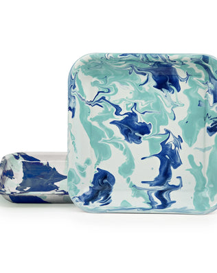 LG09S2 - Lagoon Square Trays - Set of 2 - Golden Rabbit Enamelware