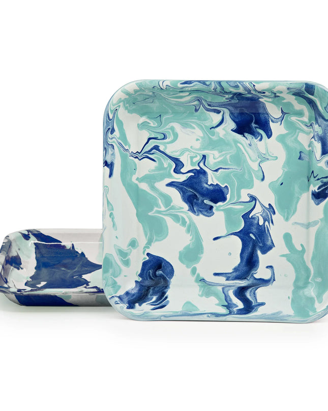 LG09S2 - Lagoon Square Trays - Set of 2 - Golden Rabbit Enamelware