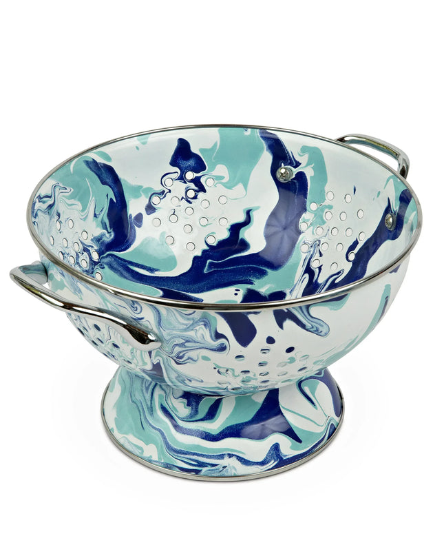 LG27 - Lagoon Medium Colander - Golden Rabbit Enamelware