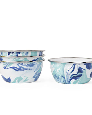 LG61S4 - Lagoon Salad Bowls - Set of 4 - Golden Rabbit Enamelware