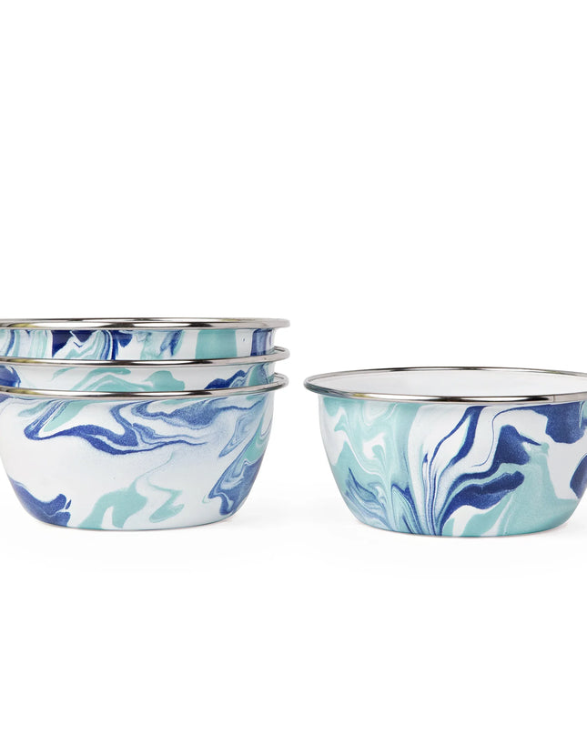 LG61S4 - Lagoon Salad Bowls - Set of 4 - Golden Rabbit Enamelware