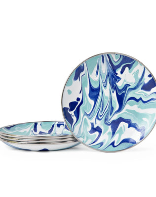 LG62S4 - Lagoon Appetizer Plates- Set of 4 - Golden Rabbit Enamelware