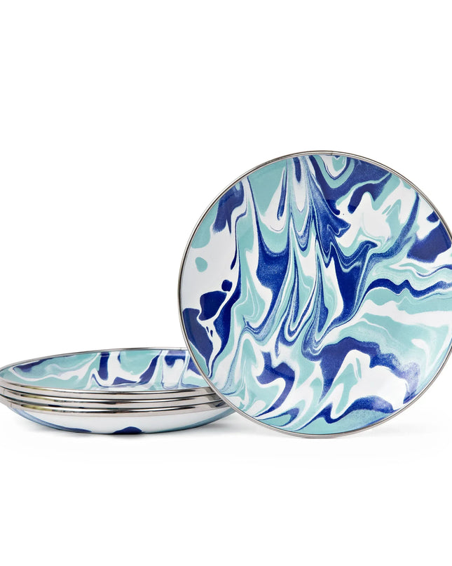 LG62S4 - Lagoon Appetizer Plates- Set of 4 - Golden Rabbit Enamelware