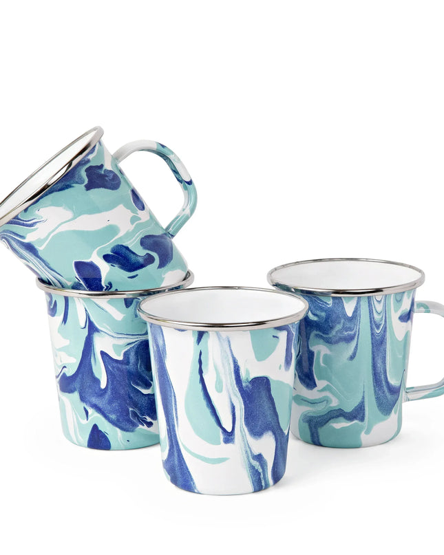 LG66S4 - Lagoon 16 oz Latte Mugs - Set of 4 - Golden Rabbit Enamelware
