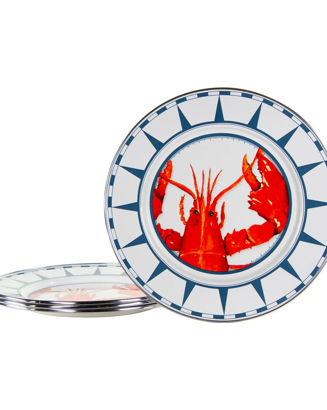 LS07S4 - Lobster Diner Plates - Set of 4 - Golden Rabbit Enamelware
