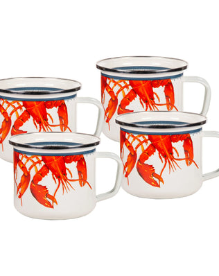 LS28S4 - Lobster 24 oz Grande Mugs - Set of 4 - Golden Rabbit Enamelware