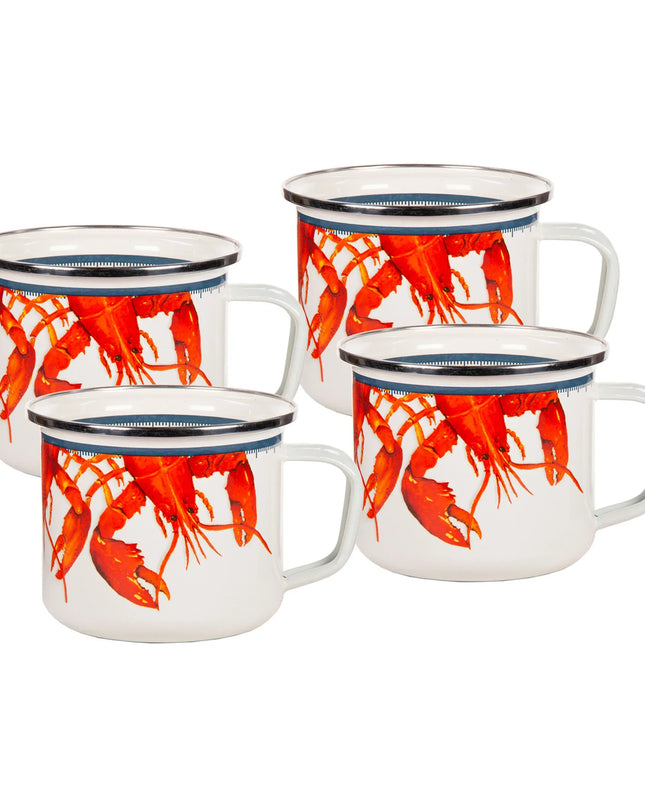 LS28S4 - Lobster 24 oz Grande Mugs - Set of 4 - Golden Rabbit Enamelware