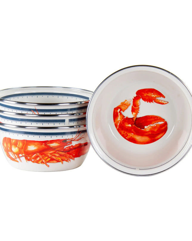 LS61S4 - Lobster Salad Bowls - Set of 4 - Golden Rabbit Enamelware