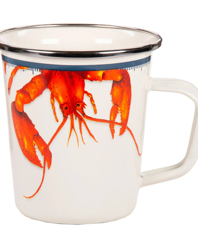 LS66S4 - Lobster 16 oz Latte Mugs - Set of 4 - Golden Rabbit Enamelware