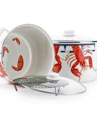 LS75 - Lobster 18 Qt Stock Pot - Golden Rabbit Enamelware