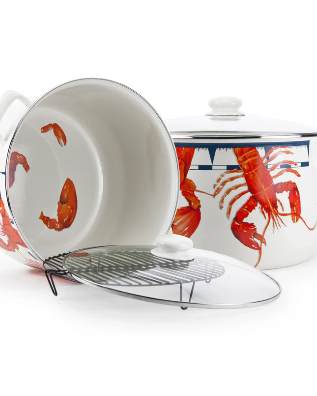 LS75 - Lobster 18 Qt Stock Pot - Golden Rabbit Enamelware