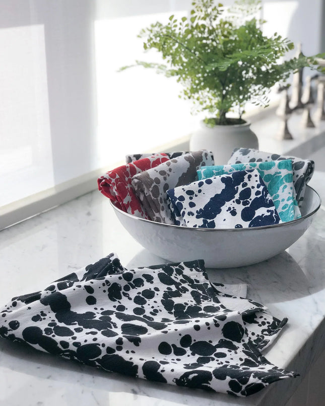 BL52 - Black Swirl Kitchen Towel Set - of 2 - Golden Rabbit Enamelware