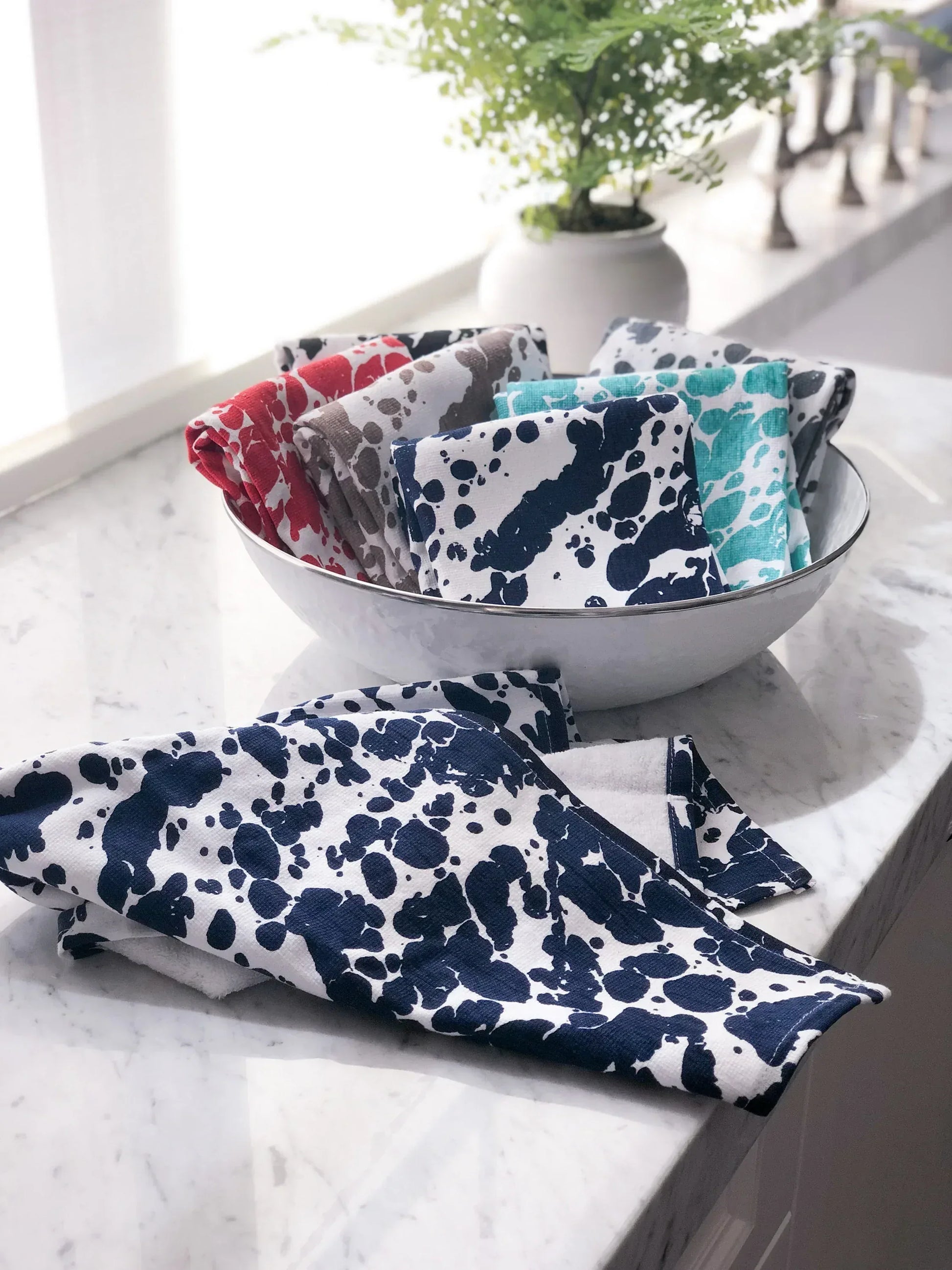 CB52 - Cobalt Swirl Kitchen Towel Set - of 2 - Golden Rabbit Enamelware