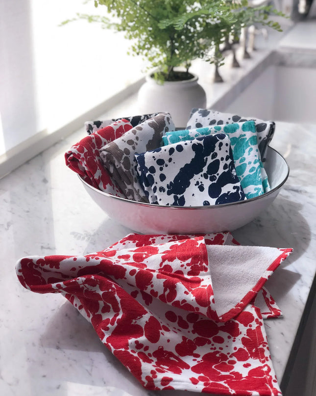 RD52 - Red Swirl Kitchen Towel Set - of 2 - Golden Rabbit Enamelware