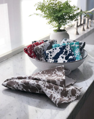 TP52 - Taupe Swirl Kiychen Towel Set - of 2 - Golden Rabbit Enamelware