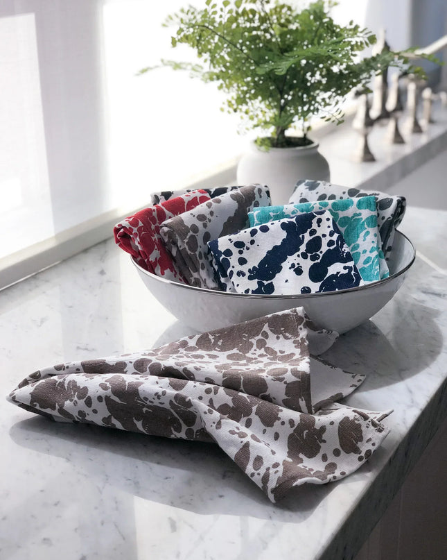TP52 - Taupe Swirl Kiychen Towel Set - of 2 - Golden Rabbit Enamelware