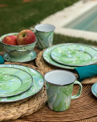MM26S2 - Modern Monet Chargers - Set of 2 - Golden Rabbit Enamelware