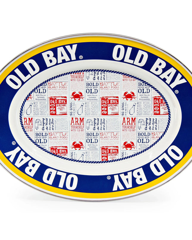 OB06 - Old Bay Oval Platter - Golden Rabbit Enamelware