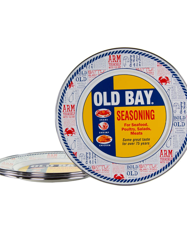 OB07S4 - Old Bay Dinner Plates - Set of 4 - Golden Rabbit Enamelware