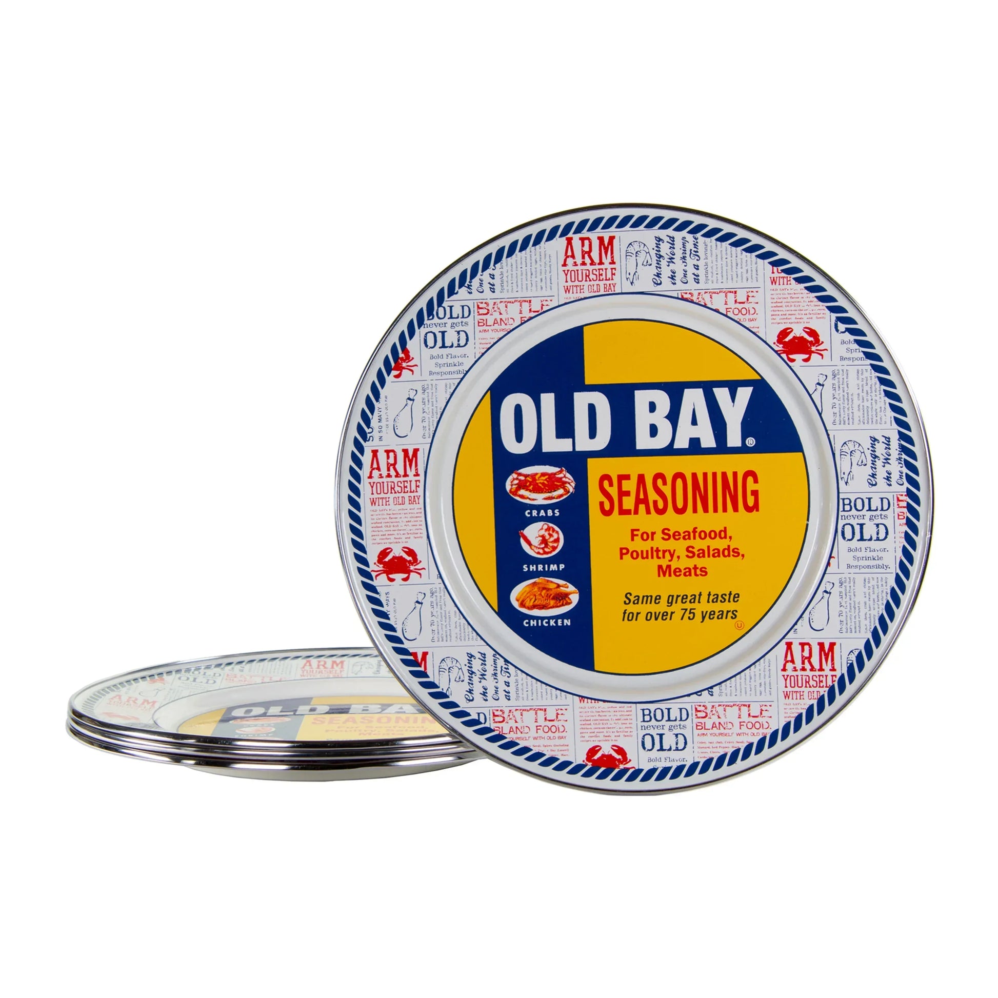 OB07S4 - Old Bay Dinner Plates - Set of 4 - Golden Rabbit Enamelware