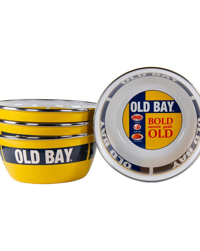 OB61S4 - Old Bay Salad Bowls - Set of 4 - Golden Rabbit Enamelware