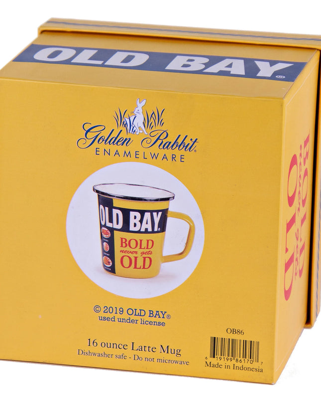 OB86 - Old Bay 16 oz Latte Mug Gift Box - Golden Rabbit Enamelware