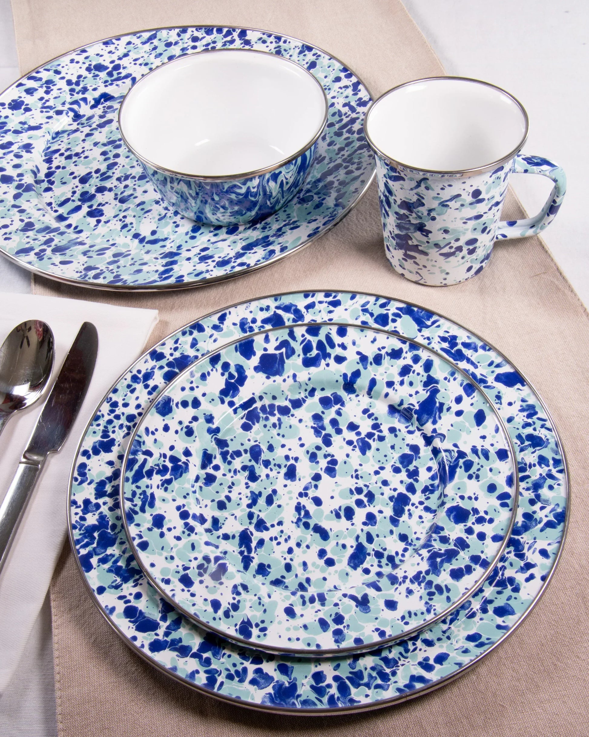 OC01 - Ocean Swirl Large Tray - Golden Rabbit Enamelware