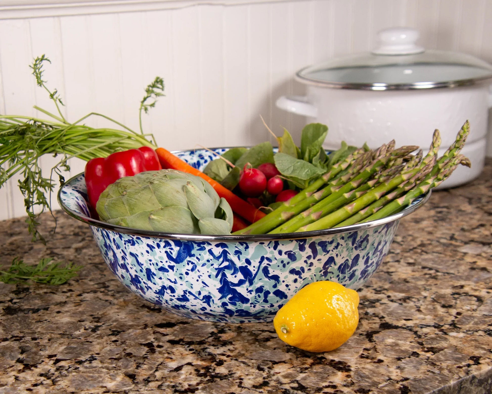 OC03 - Ocean Swirl Serving Bowl - Golden Rabbit Enamelware