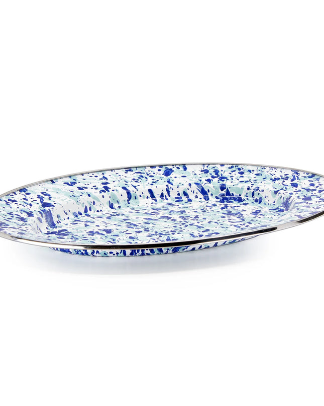 OC06 - Ocean Swirl Oval Platter - Golden Rabbit Enamelware
