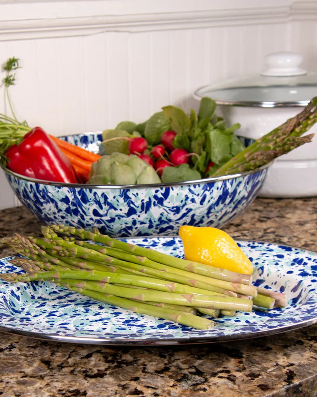 OC06 - Ocean Swirl Oval Platter - Golden Rabbit Enamelware