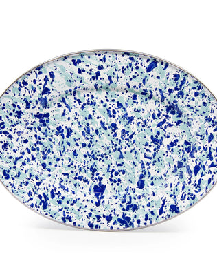 OC06 - Ocean Swirl Oval Platter - Golden Rabbit Enamelware