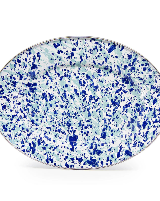 OC06 - Ocean Swirl Oval Platter - Golden Rabbit Enamelware